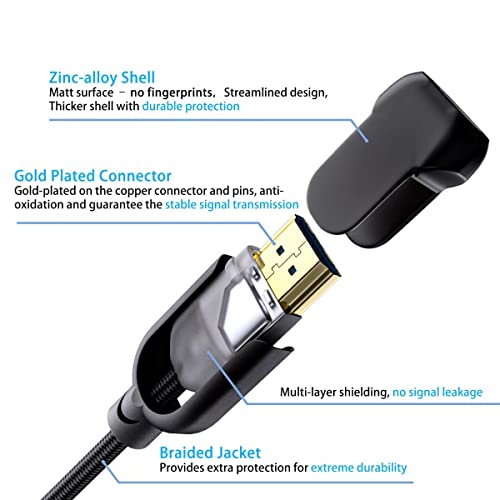 Kimtabo 6 ft hdmi kabeli 3 paket, certificirani hdmi 2.1 kabel, ultra brzih hdmi kabela, 8K 60Hz 4K 120Hz 144Hz 2K 240Hz Gaming HDMI