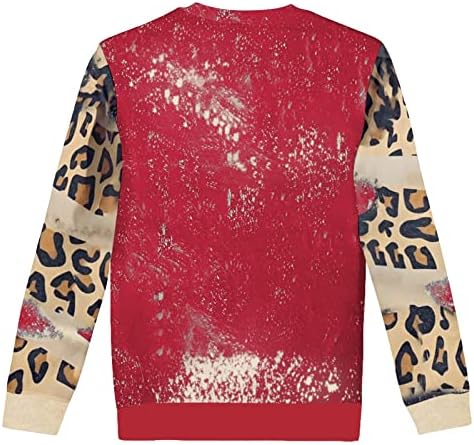 Shusuen Valentinovo tiskana dukserica za žene meke i udobne osnovne puloverske ekipe leopard zapise kapuljače