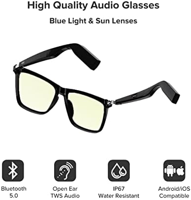 Sunčane Naočale za muškarce i žene, zvučnik s otvorenim uhom i vodootporan, prozirni okvir, prozirni okvir, pravokutne, srednje veličine