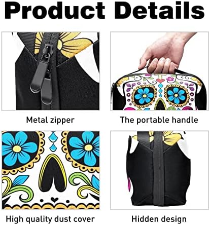 Nošenje kućišta za putničku torbu USB kabel Organizator Pocket Pocket Patent novčanik, meksički cvijet lubanje u stilu