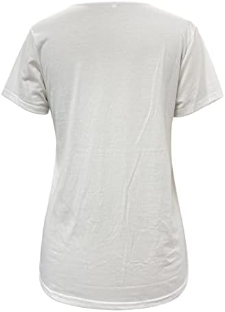 Ljetne ženske kratke rukave v vrat cvjetni tiskani gornji majica košulje casual majice majice majice dugih rukava za žene g-bijele