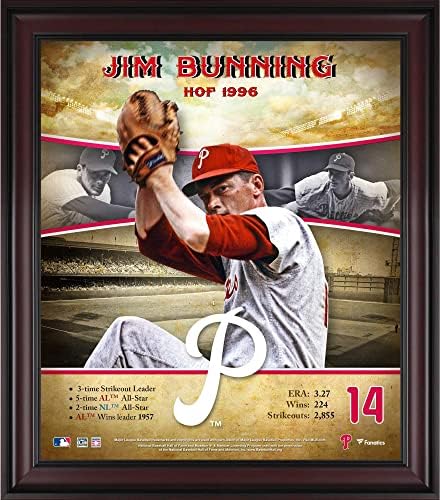 Jim Bunning Philadelphia Phillies uokviren 15 X 17 Profil karijere Hall of Fame - MLB plakovi i kolaži