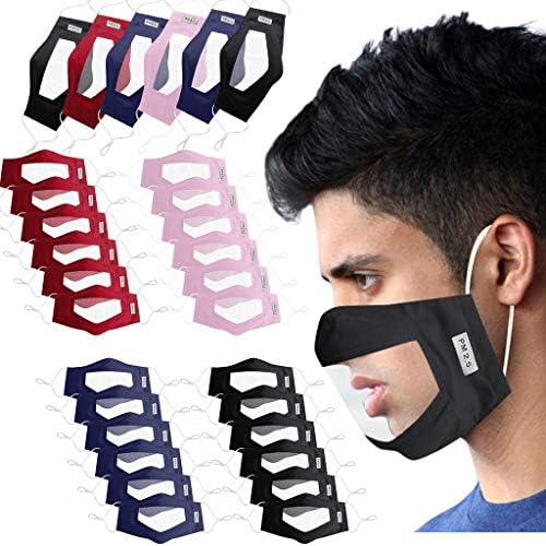 Atrise odrasle unisex 6pc maska ​​s jasnim prozorom vidljivim izrazom za gluhe i žestoke sučelja za lice, muškarci za žene