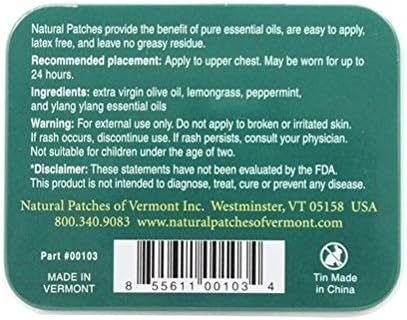 Prirodni flasteri Vermont limunske trake mentalno fokusiranje i energetska esencijalna ulja zakrpe, 10-brojevi lim
