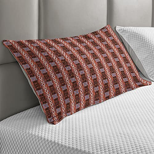 Ambasonne Plemensko prekriveni jastuk, pozadina tople boje s linijom rombusa kulture i ilustracije vrtloga, standardni pokrov jastuka