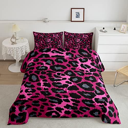 Erosebridalni safari comforter set puni, leopard gepardi životinje tisak na ružičastom down kompaniji s 2 jastučića za djecu tinejdžeri