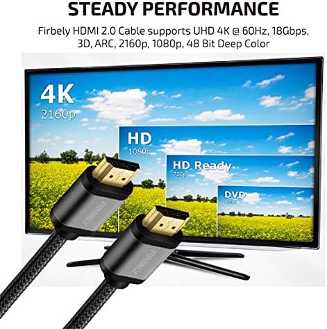 Firbely velike brzine HDMI kabel- UHD HDMI kabel pleteni Zlatni priključak 60Hz Ultra velike brzine 18Gbps Podrška vatra/ethernet/audio