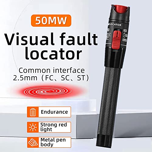Lokator vizualnih grešaka, 50mW 50 km VFL vlaknasti optički testerski mjerač kabela, oprema za ispitivanje kabela prikladna s 2,5 mm