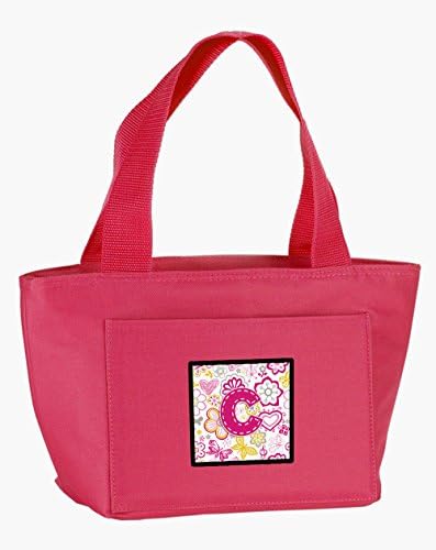 Caroline's Treasures CJ2005-CPK-8808 Slovo C Cvijećem i leptirima Pink torba za ланча, izdvojeni za višekratnu upotrebu ručak-boks