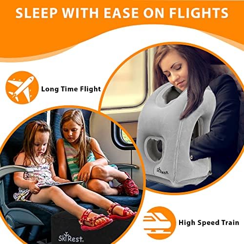 Skyrest Putni jastuk na napuhavanje i podesiva visina na napuhavanje na napuhavanje jastuka za noge za avion, automobil, vlak, dom