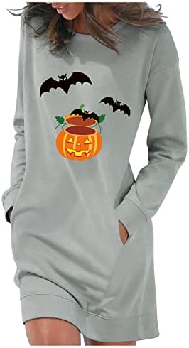 2022 Womens Skeleton Hoodie haljina Halloween - Skupina s dugim rukavima dugim džemperom s džepom