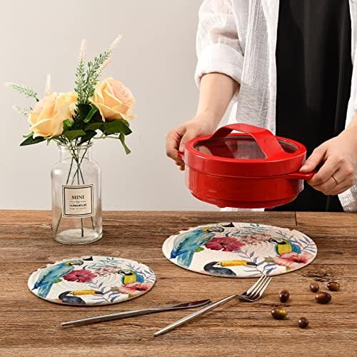 Parrot Toucan Cvjetovi akvarelni vodovi za ručke Postavljanje Triveti Postavljanje čistog pamučnog navoja Tkanje vrućih držača lonca
