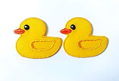 Set od 2 sićušnih. Mini žuta patka slatka logotip crtana flaster vezeni šivanje željeza na flasteru za ruksake traperice odjeću itd.