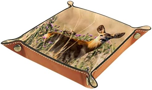 Kutije za odlaganje Tacameng Male, Roe jelena ljubičasta cvjetna, kožna ordinator za skladištenje radnog računala za novčanice Satovi