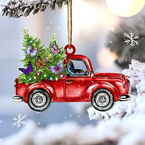 Leptir crveni automobil poklon za leptir ljubavnici poklon insekti ljubitelj božićno drvce ukras dekor čist plastična viseća kuća za