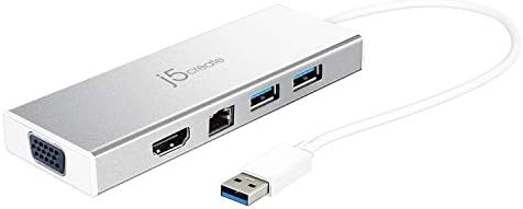 J5Create USB 3.0 Hub s HDMI, VGA, RJ45 Gigabit Ethernet, 2 USB 3.1 Type -A priključaka - Adapter za prijenos podataka velike brzine