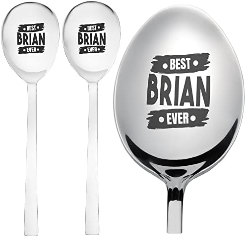 Muškarci najbolji Brian ikad - personalizirani Brianov naziv rođendan 8 inčni desertska žlica | Paket od 3 žlice