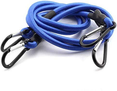 HJ Garden 4PCS 8 mm x 90cm bungee kabel s kukom teškim trakama 2 kuke za penjanje jaka elastična konopca šok vezanje set plava plava