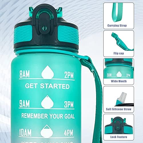 Cua boca s vodom od 32 oz, boce za vodu s vremenima za piće, nepropusna BPA bez boca s vremenskim oznakom kako biste osigurali da pijete