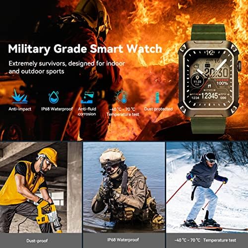 Blanche S2 Vojni pametni sat za muškarce Bluetooth Call 5ATM vodootporni pametni sat, 1,83 ”Veliki ekrani na otvorenom Sports Watch,