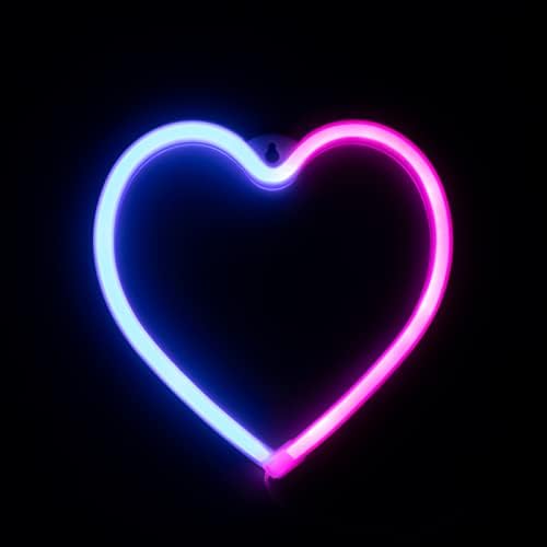Neonski natpisi u obliku srca za zidni dekor, ukrasni neonski natpisi u obliku ružičastog srca s MND / baterijom, LED noćno svjetlo