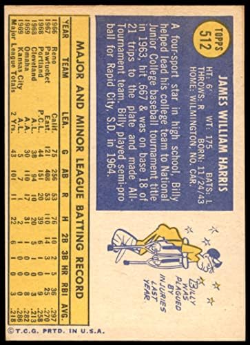 1970. Topps 512 Billy Harris Kansas City Royals Ex Royals