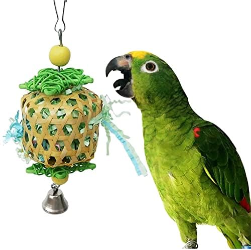 Ptičje žvakanje igračka prirodna tkana rattanska lopta s papirnatim trakama papiga kavez za kavez za papiga budgie papagaj kockatiel