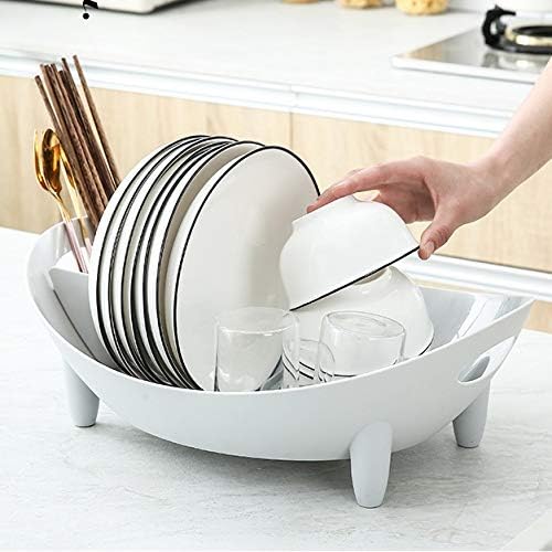 PDGJG stalak za sušenje jela s okvirom protiv rušenja, jedinstveni 360 ° okretni izljevni odvod odvodne ploče Dizajn posuđa za jelo