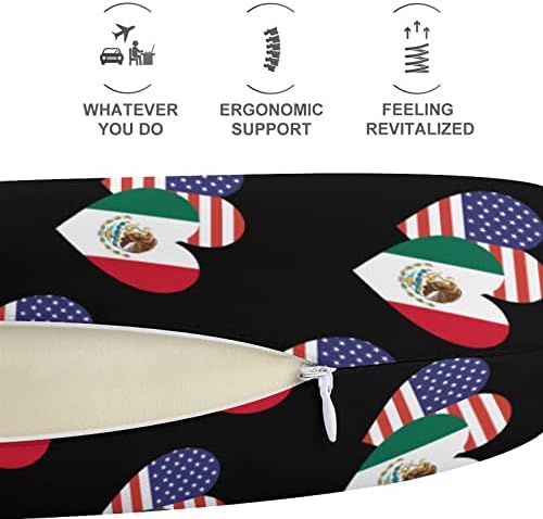 Meksiko američka srčana zastava jastuk za memoriju pjena za putnički vrat jastuk u oblikovan za potporu za vrat glave