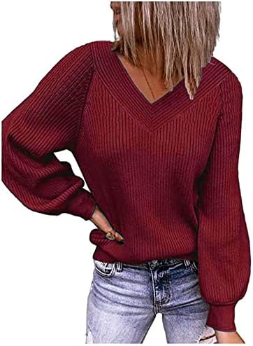Fragarn 2022 Novi pleteni džemper, ženski V-izrez tunika gornji dugi rukav pulover casual protok majice za ljuljanje pulovera vrhovi