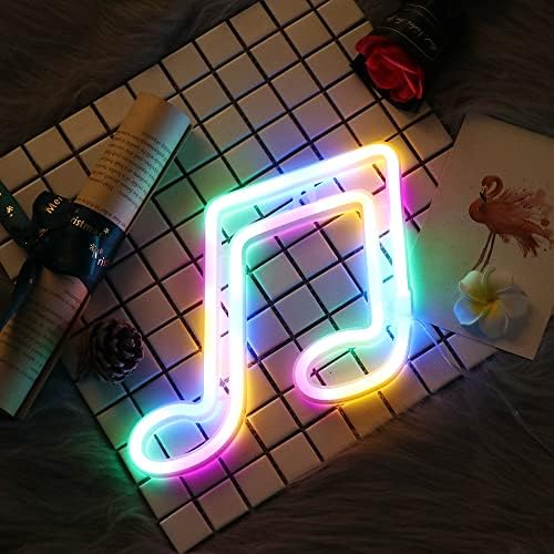 Glazbena nota viseći neonski znak u obliku stupa LED neonsko noćno svjetlo na baterije i kreativne zidne neonske ukrasne svjetiljke