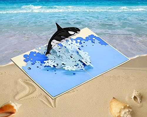 CutPopup Orca kitova karta Pop up up, 3D rođendanska čestitka za kćer, sina, nećaka, nećakinje - prekrasan poklon za djecu, djecu,