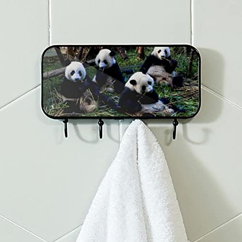 Panda Animal Print kaput stalak za zid, stalak za ulazni kaput s 4 kuka za kaput za kapute ručnika za ručnike haljine ulaz u kupaonicu