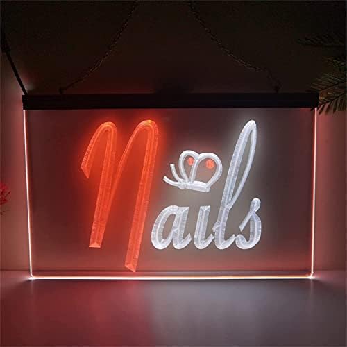 DVTEL Nails Salon Neon Sign, Custom Manicure Store Dekor noćna svjetla akrilna neonska svjetla, zidna viseća natpisna ploča, 40x30