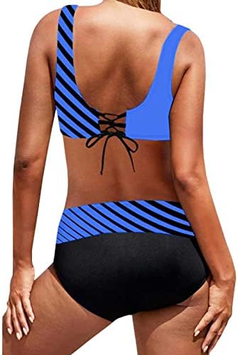 Žene 2 komada bikini set Spaghetti naramenica Cross Cross kupaći kostimi visokog struka bikini set tankini set Swim Swimsoits