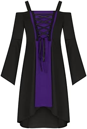 Koktel haljine za žene, gotička Vintage Midi haljina u srednjovjekovnom dvorskom stilu s ramena, svečana banketna haljina