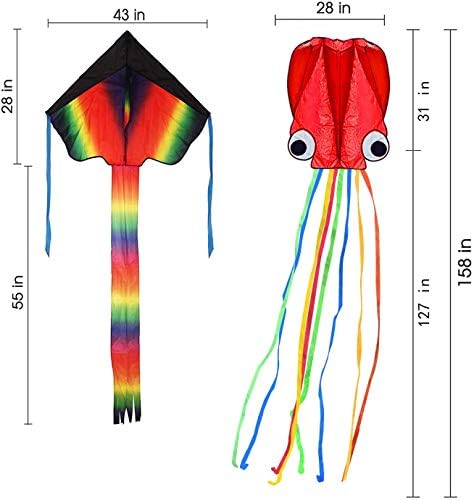 2 paketa zmajeva-veliki Dugin Zmaj i crvena školjka-hobotnica s dugim šarenim repom za dječju igru na otvorenom, aktivnosti na otvorenom,