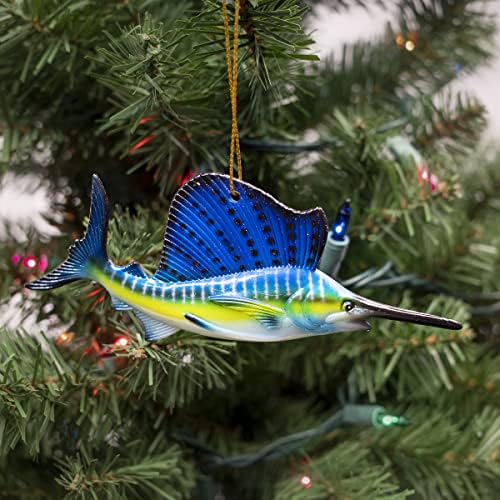 Gurusi s blagom viseći 5 plava jedrilica xmas poklon Topper Obalni ukras božićnog drvca Nautički praznični dekor