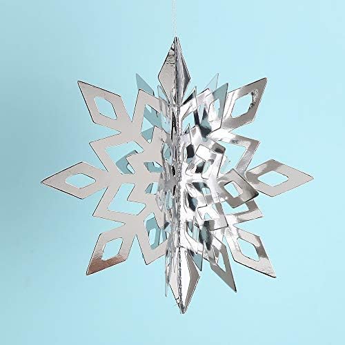 Ccinee 12 komada 3D snježna pahuljica Viseći vijenac s vrpcom za božićne zimske ukrase čudesa, srebro