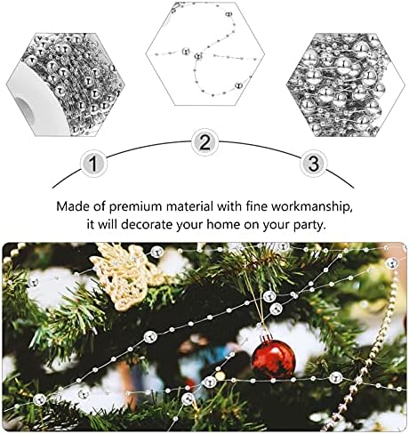 Osiguravanje božićnih drvca kuglice vijenac, 49ft 2 veličine plastične kuglice role- umjetne perle za ukras za božićno drvce zatvoreni