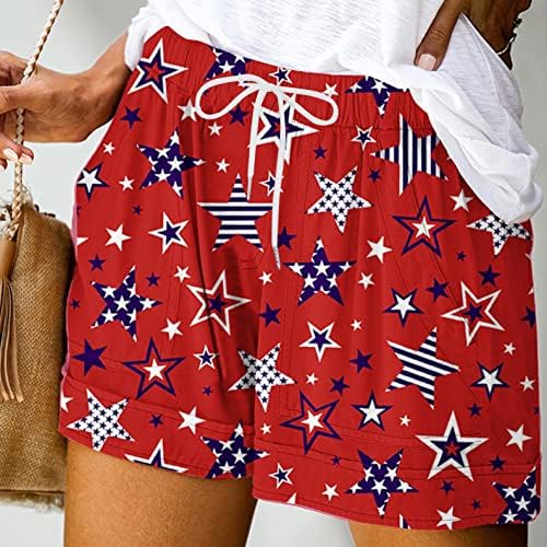 4. srpnja kratke hlače za žene s džepovima 3d Star Stripe Sjedinjene Države za zastavu kratke hlače casual struka struka Kratke hlače
