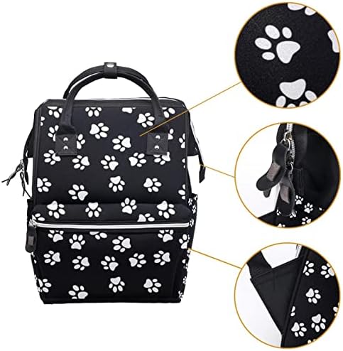 Bijeli pas šapa ispis crne pozadine pelena ruksak Baby pelena vrećice za presvlačenje multi funkcije Velikog kapaciteta za putovanja