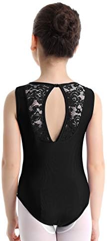 _ / Dječja čipkasta sportska majica s cvjetnim printom za djevojčice gimnastički baletni plesni kupaći kostim bodi