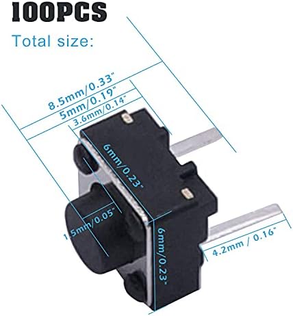 Bholsa 100pcs 6x6x5mm 2 pin PENK PCB Momentalni taktilni takt prekidač gumba prekidač