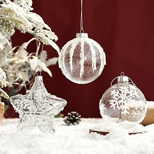 U blizini 8 cm/3in 9cm/3,5 inča božićni ukras prozirna staklena kugla ugrađena s ciglanom božićnom kuglom bijeli snjegović pentagrami