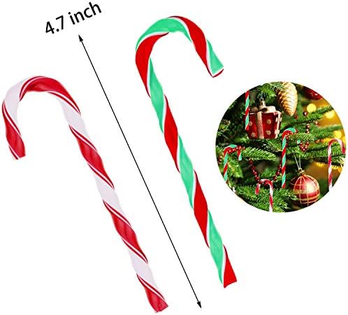 Gejo 50 komada božićna bombona trska uvijena plastična bombona trska xmas ukras drveća za božićno drvce viseći ukrasi