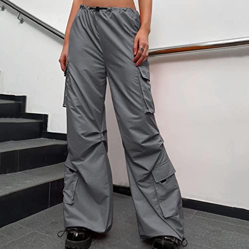 Padobranske hlače za žene opuštanje u skladu s ležernim vrećastim teretnim hlačama Trendy Y2K hlače visoki struk široke noge za noge
