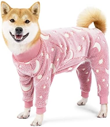 Gabefish Ugodni plišani pas PJS, pidžama od flisa za pse, mekani dugi rukav, četiri noge slatke onessie za kućne ljubimce ružičaste