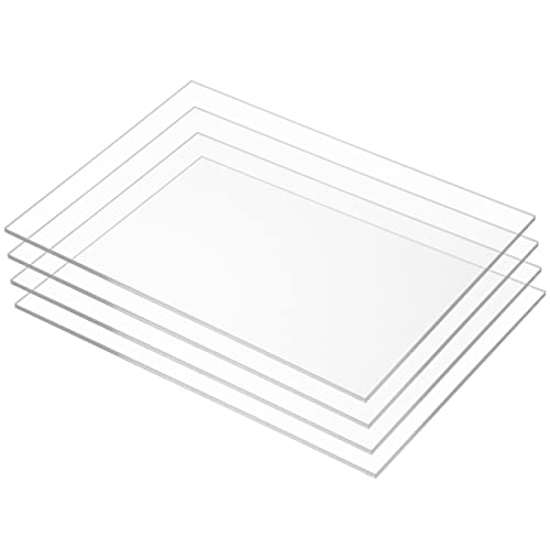 Kaitela 4 Pack Clear akrilni list 5 x 7 lijevana pleksiglass ploča 1/8 debljina prozirnih plastičnih listova za znak, zanat, projekti
