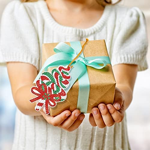 Dijamantno slikanje božićnih poklon oznaka s vezicama poklon oznake božićne čestitke Božićne naljepnice za poklone 10pcs božićne šarene